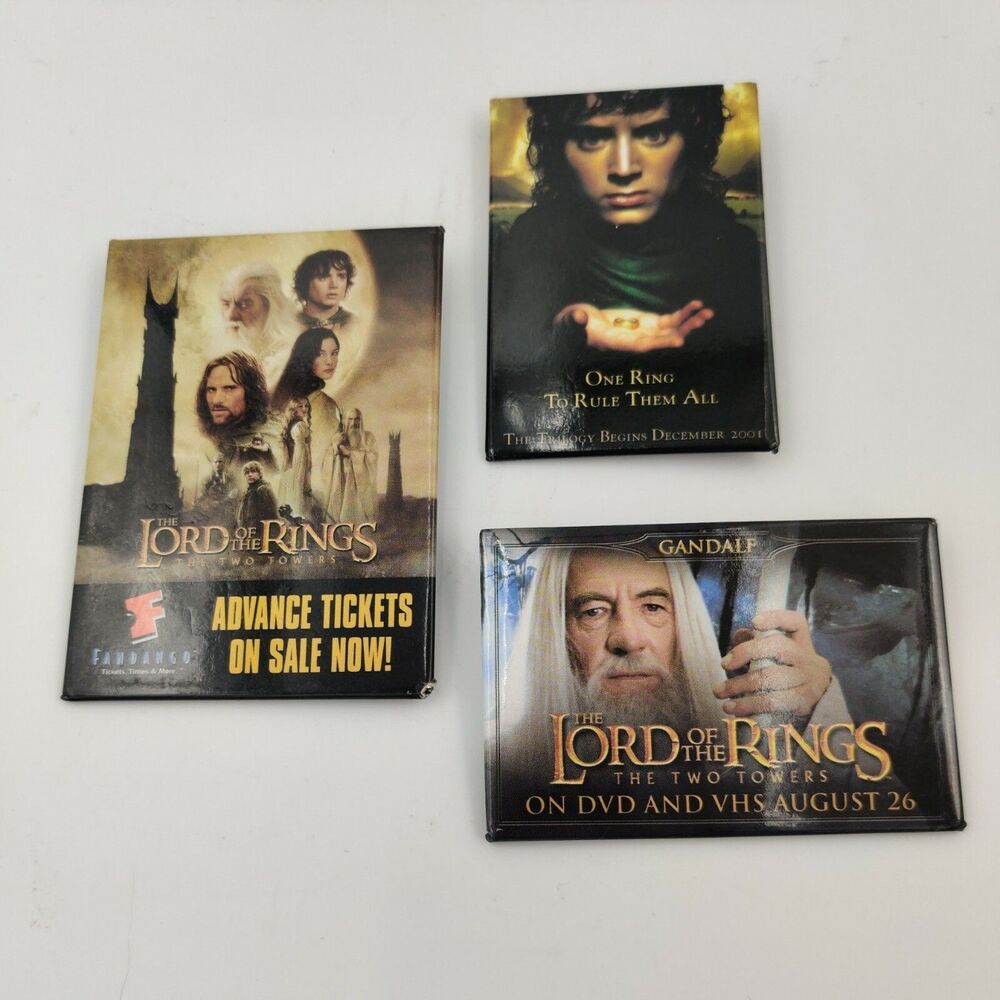 (3) 2001 / 2002 LotR Lord Of The Rings Fellowship Two Towers Movie Release Pins